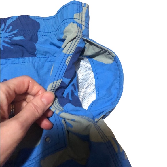 Lands' End Printed Tropical Lined Swim Trunks Board Short Blue  Men's Size M - Picture 4 of 10